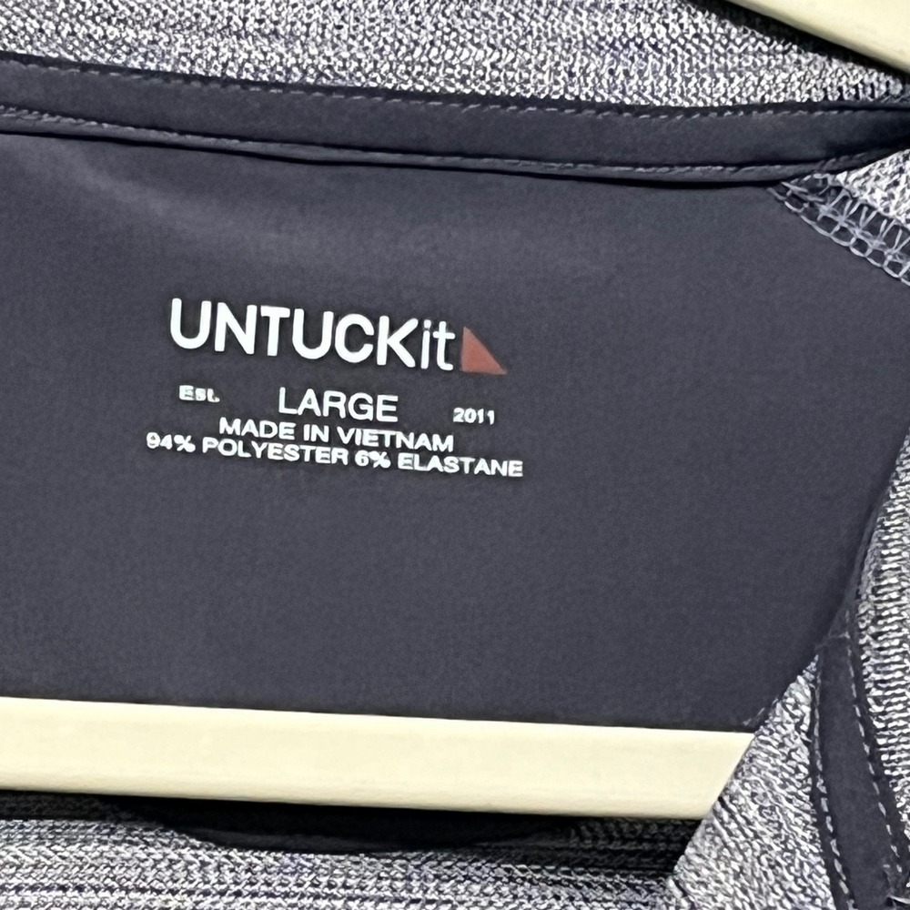 UNTUCKit Hannifer Polo Shirt Mens Large Blue Space Dye Heathered Short Sleeve - Picture 4 of 8